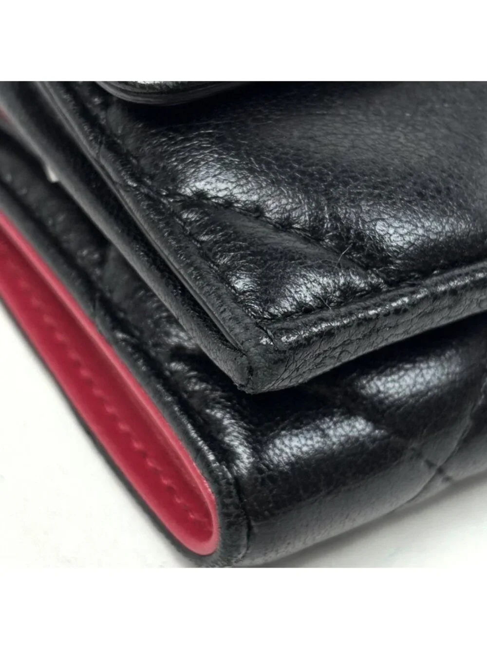 Chanel CC Logo Bifold Wallet 19 Small Flap Leather Black